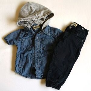 buffalo david bitton matching outfit set shirt & joggers 18 months baby boy